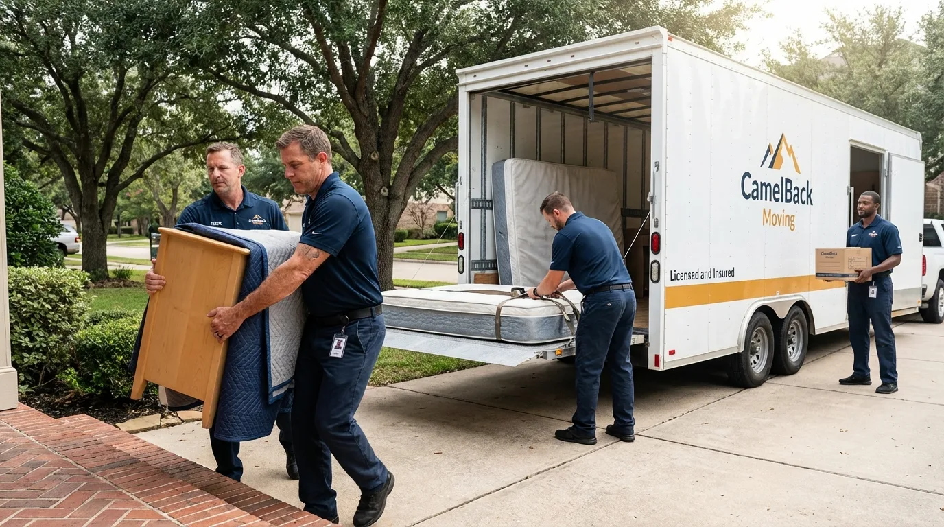 Crew loading residential truck for cross-state move from Hamlin, WV