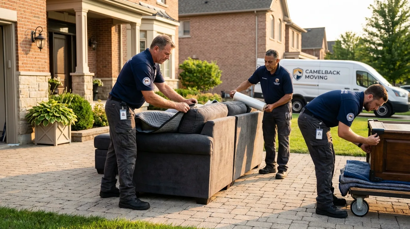 Large estate moving crew wrapping furniture in Hamlin, WV