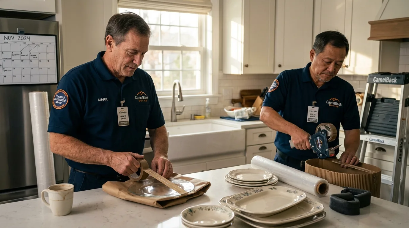 Professional crew packing kitchen dishware in Hamlin, WV